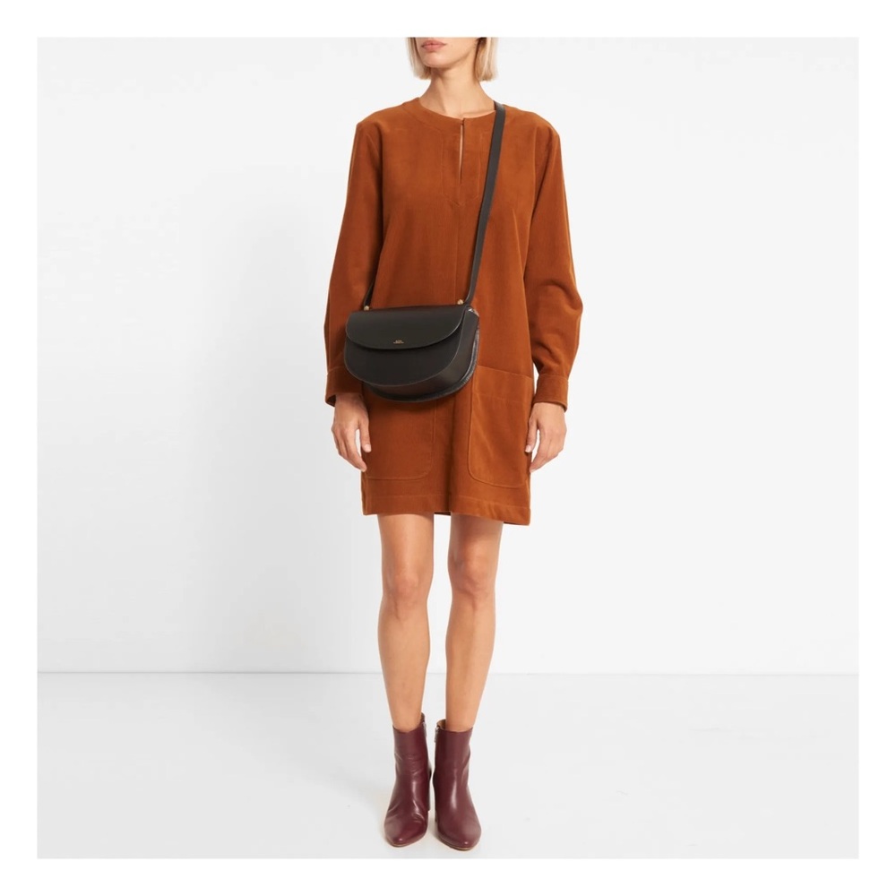A.P.C. Camel Brown Corduroy Long Sleeve Dress